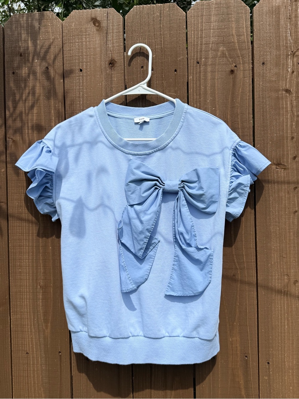VOY Light Blue Bow Blouse